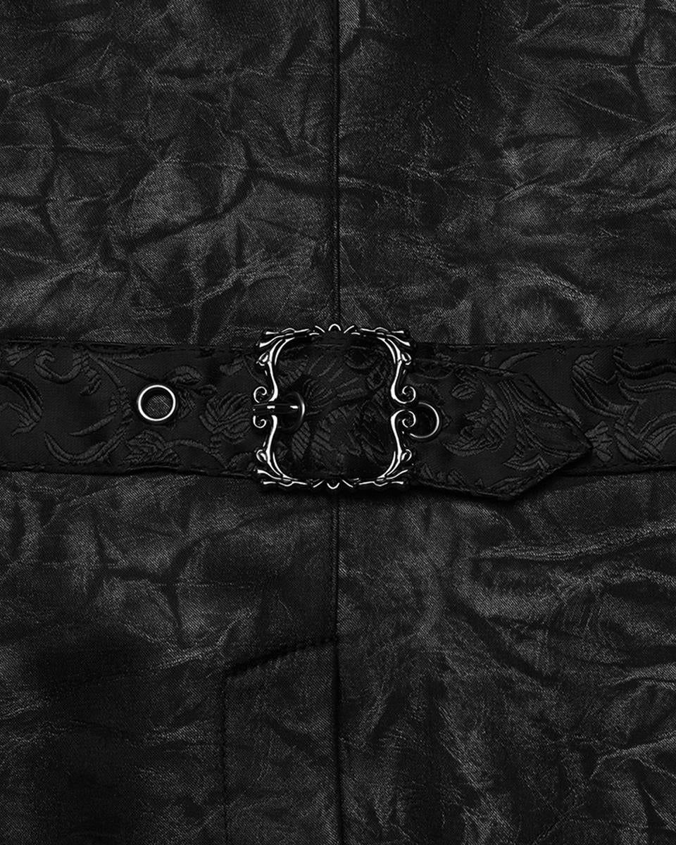 WY-1686MJM Mens Dark Gothic Aristocrat Embellished Lace Trim Waistcoat Vest