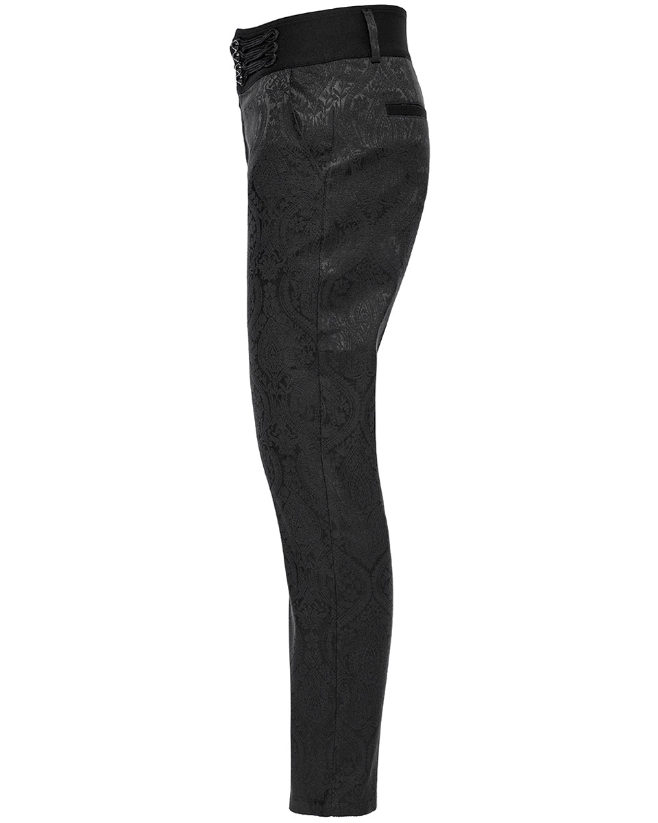WK-589XCM-BKM Mens Gothic Damask Jacquard Dress Pants