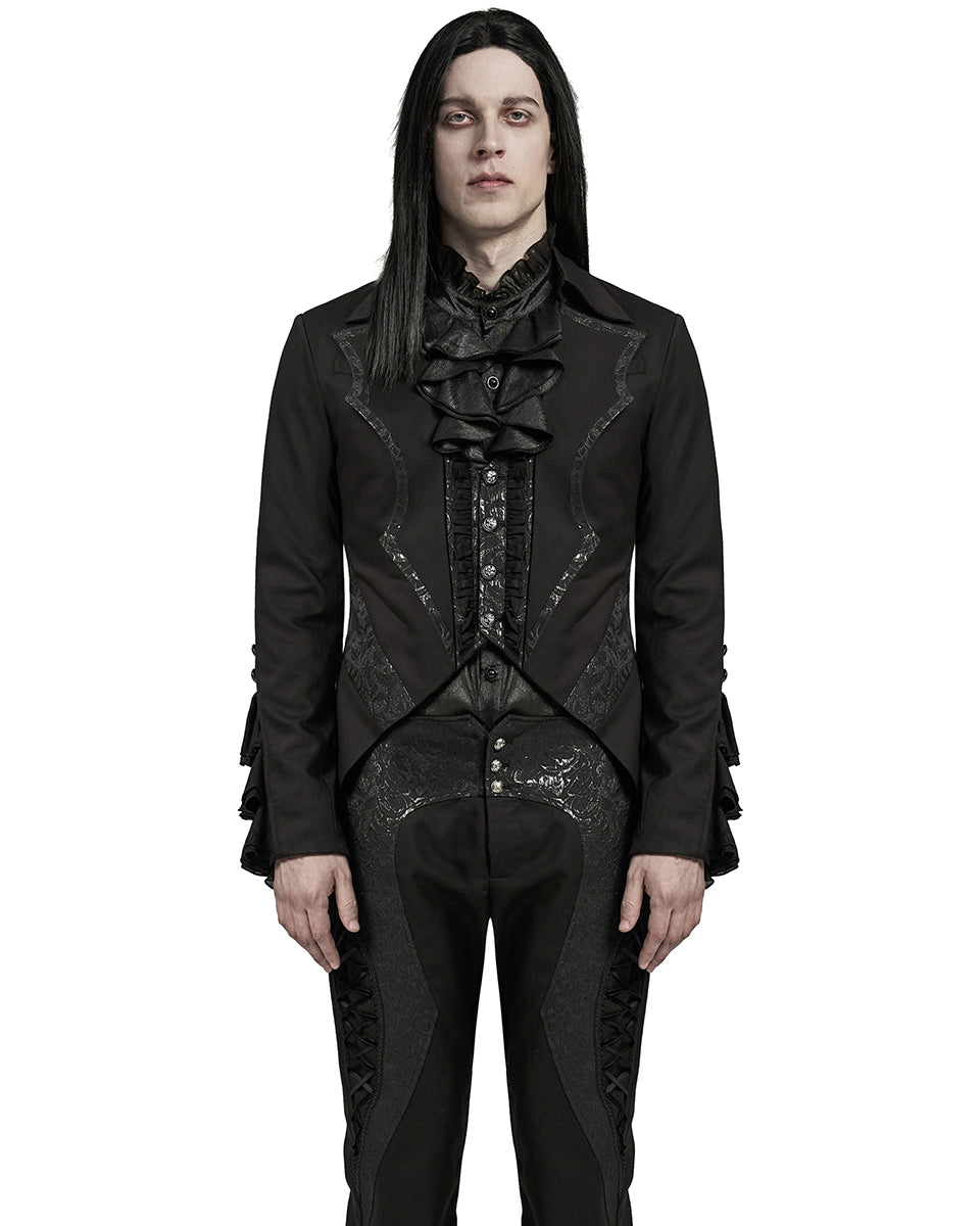 WY-1599LDM-BKM Mens Gothic Aristocrat Batwing Cutaway Tailcoat Jacket