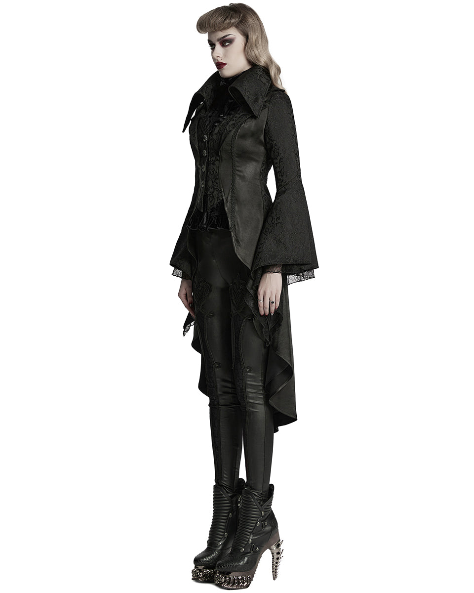 WY-1736XCF-BKF Womens Regency Gothic Jacquard Cutaway Frock Coat