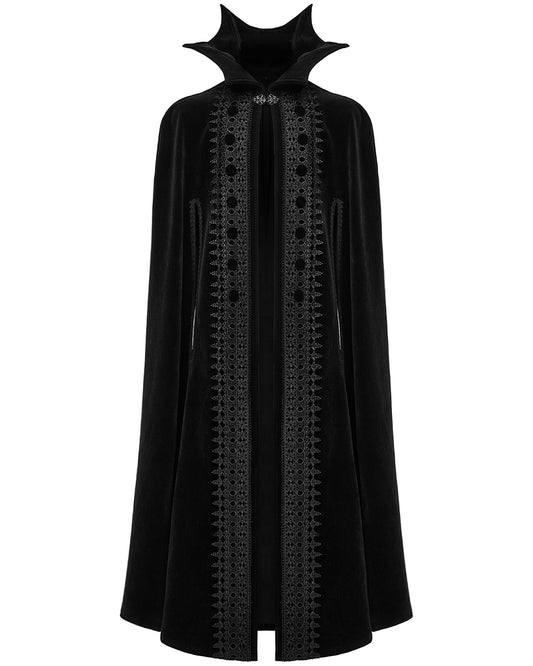 WY-1555DPM-BKM Mens Long Gothic Nobleman Velvet Vampire Cloak