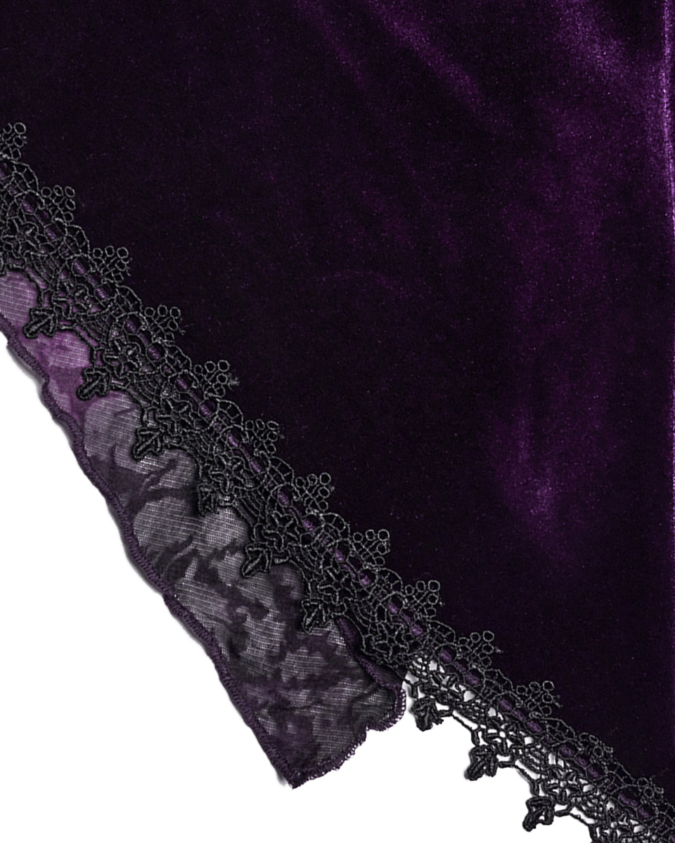 DY-1510LCF-BKVIF Womens Gorgeous Gothic Lace Applique Hooded Coat - Extended Size Range - Purple Velvet