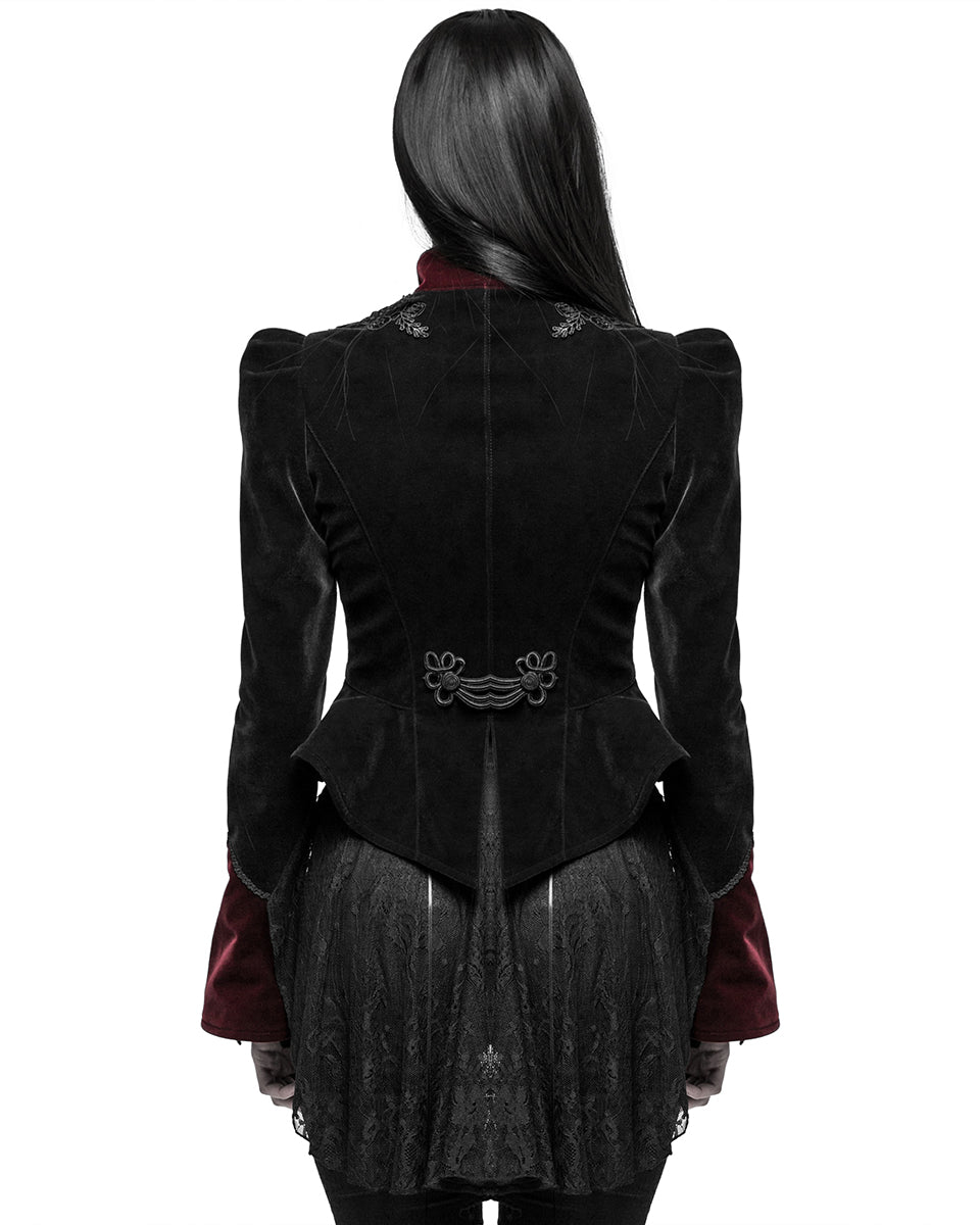 Y-769 Womens Gothic Jacket - Black & Red Velvet
