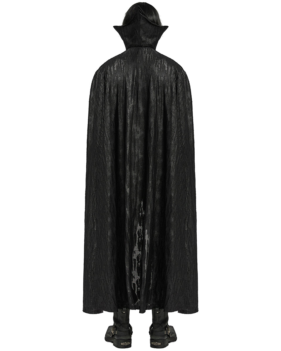 WY-1600DPM-BKM Mens Long Gothic Double-Breasted Cloak With Detachable Lace Ruffle