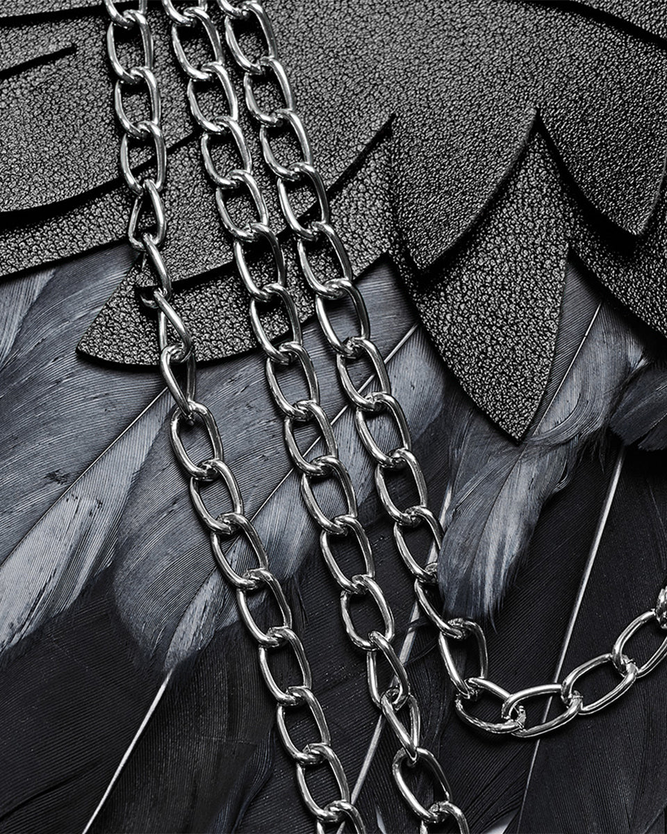 WS-609BDF-BKF Womens Fallen Angel Gothic Feathered Wings Harness - Black