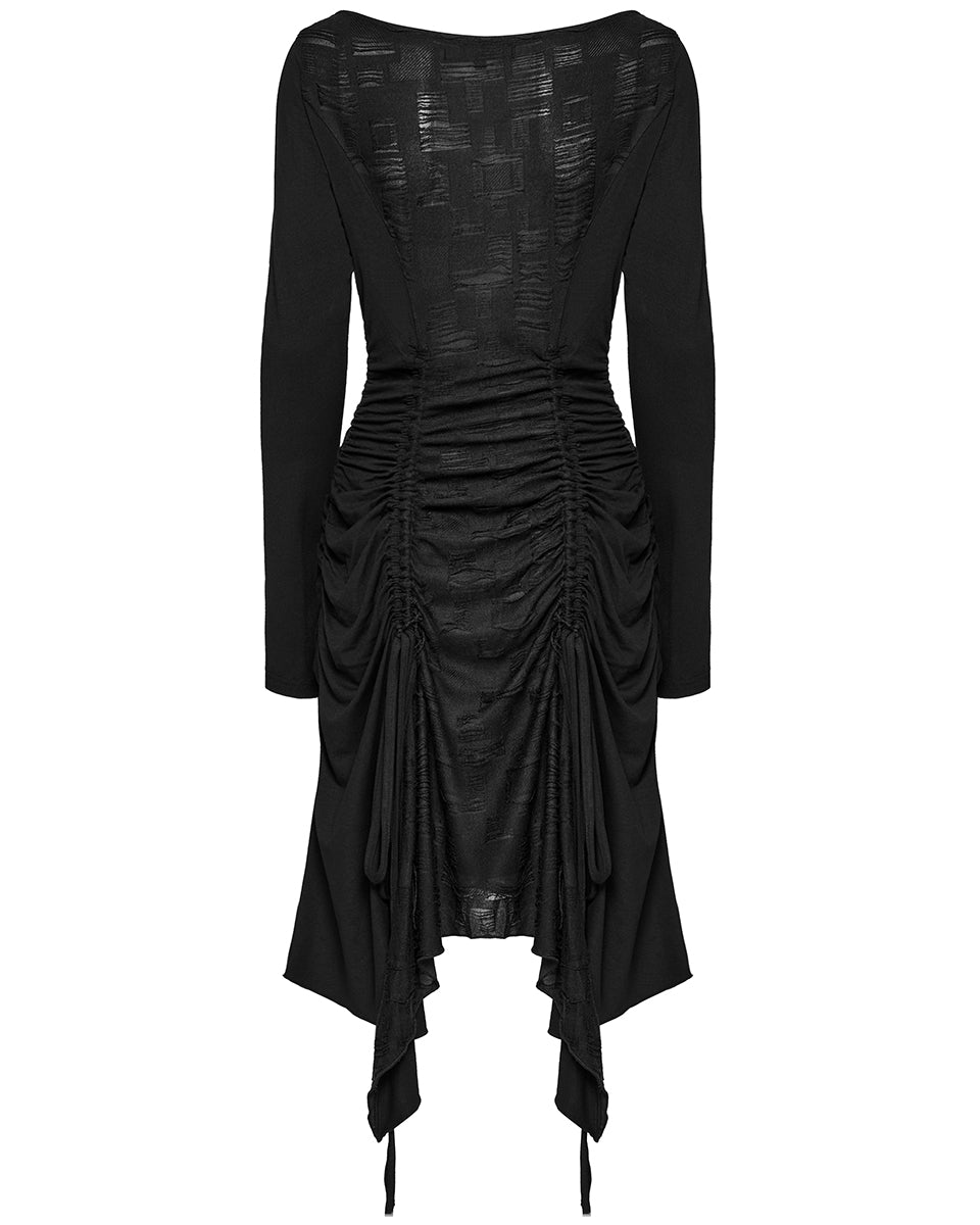 OQ-794LQF Daily Life Apocalyptic Gothic Broken Knit Ruching Dress