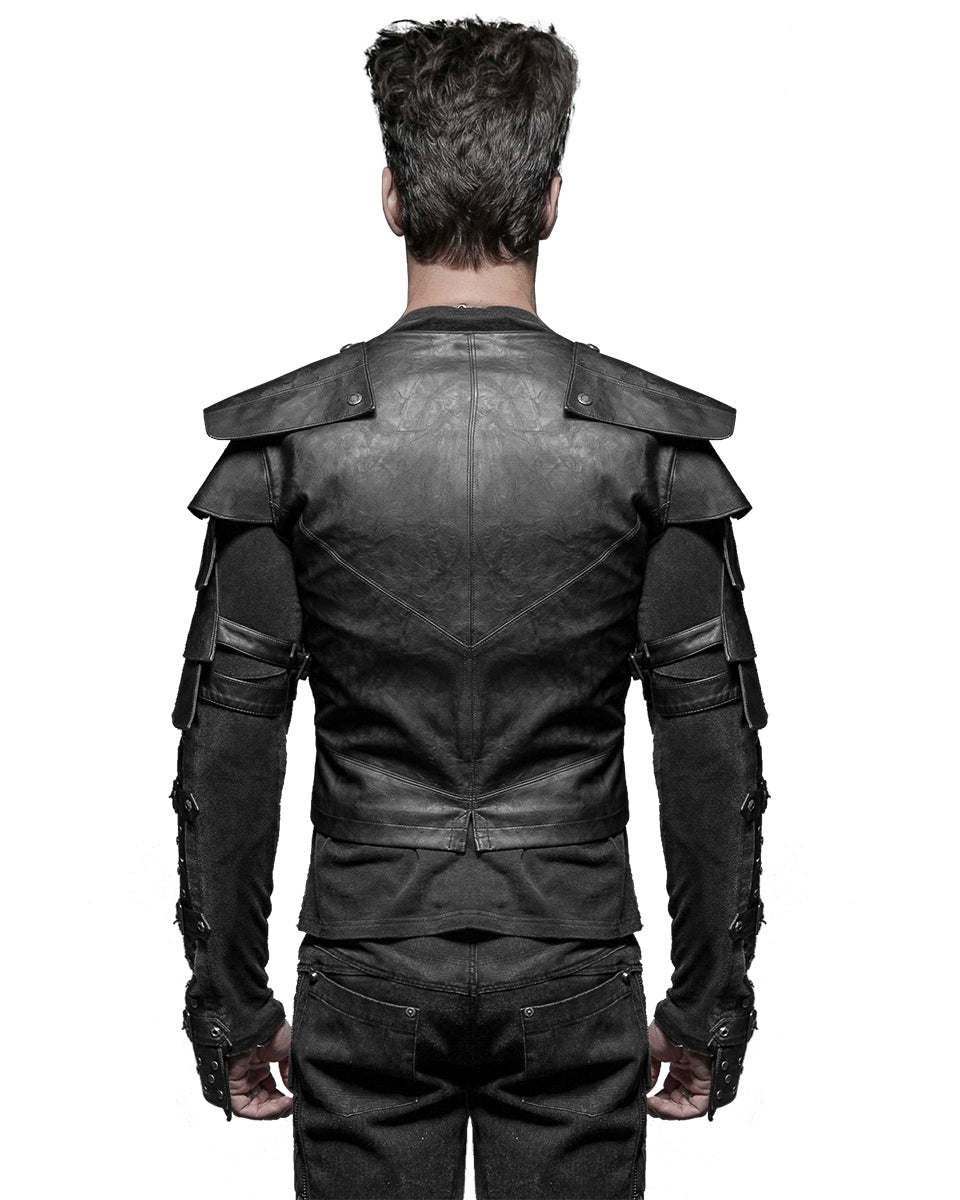 Y-632 Nightwatch Faux Leather Waistcoat Vest - Black