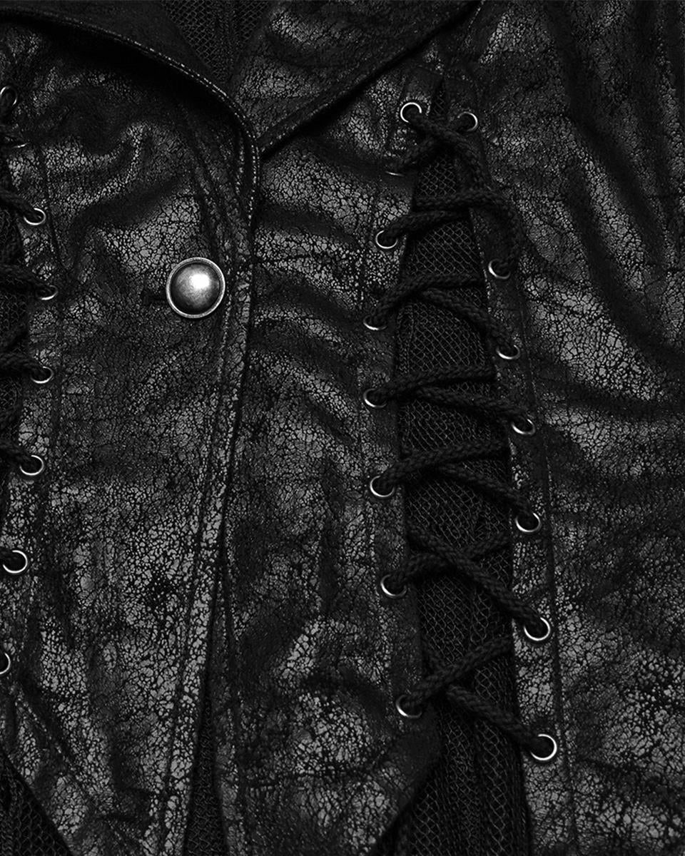 WY-1737MJF-BKF Womens Dark Gothic Punk Asymmetric Long Waistcoat Vest