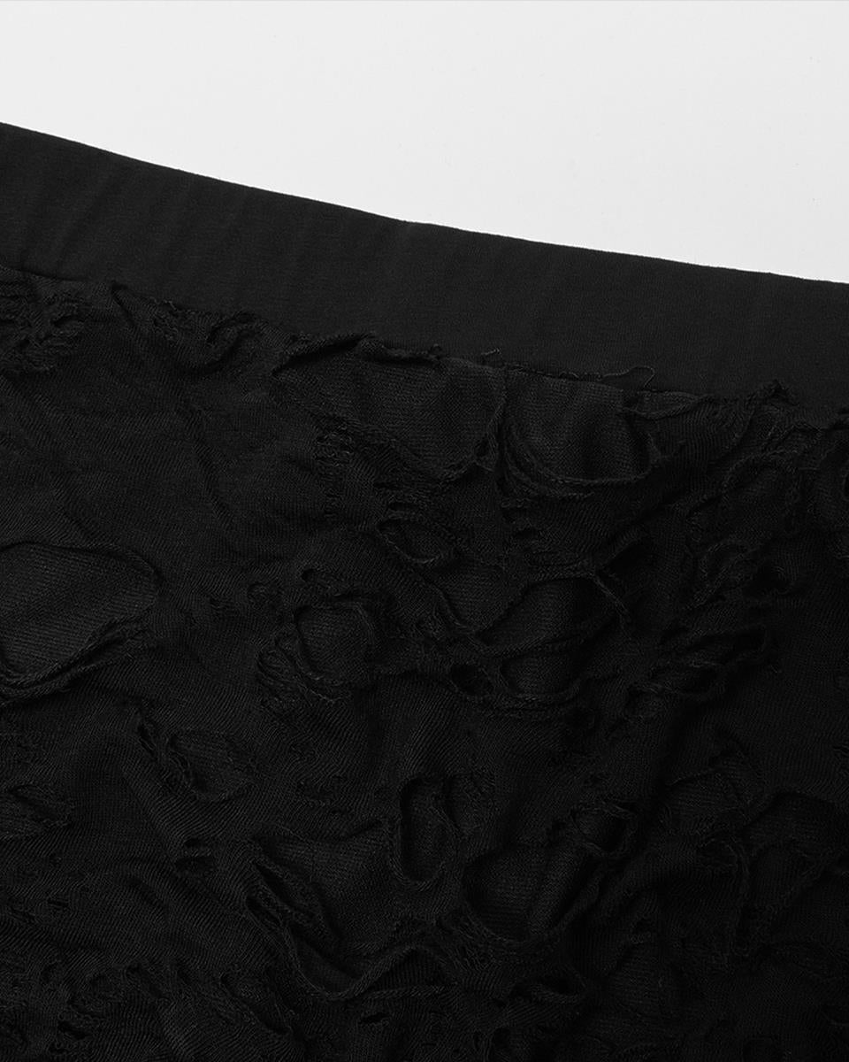 WK-485 Womens Apocalyptic Punk Broken Knit Flared Leggings