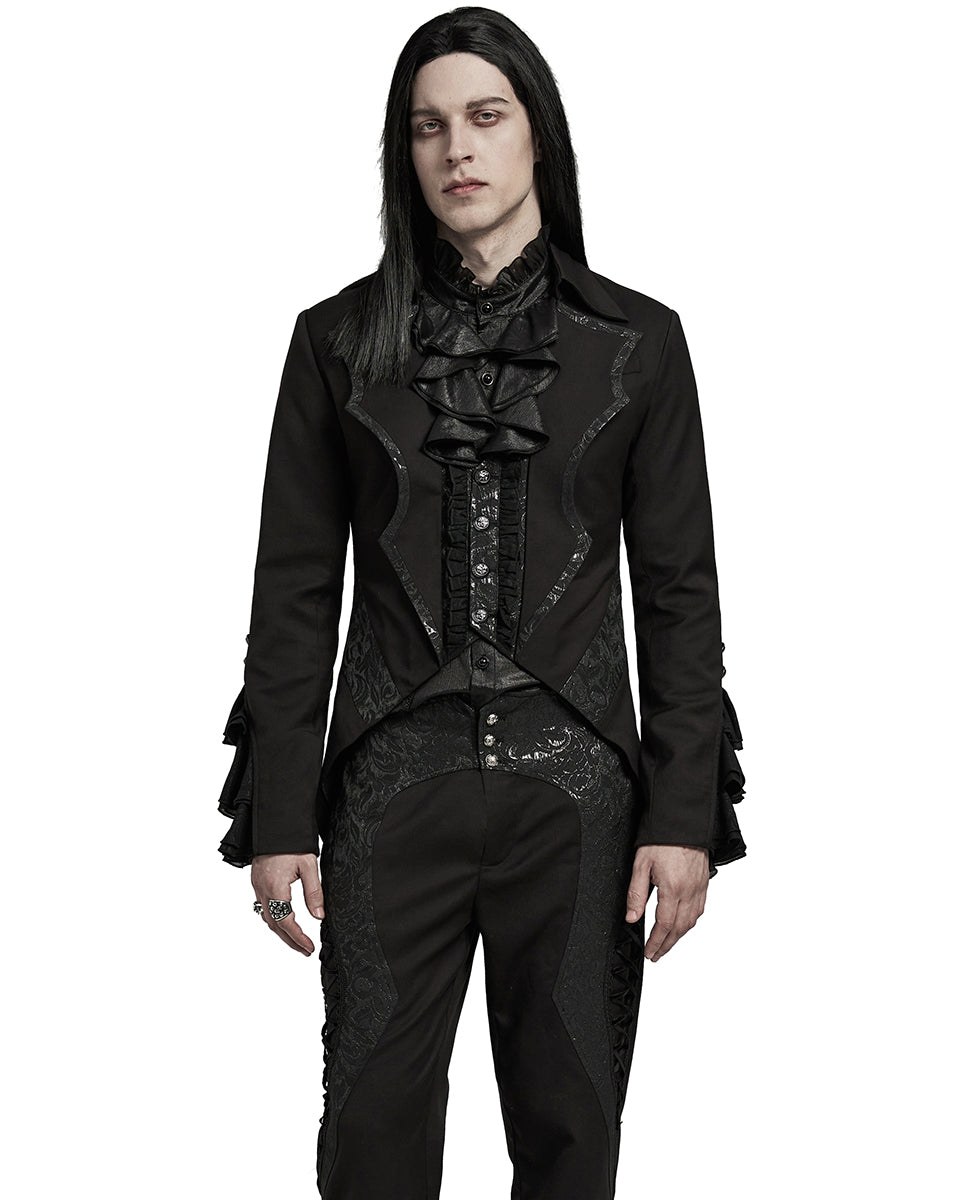 WY-1599LDM-BKM Mens Gothic Aristocrat Batwing Cutaway Tailcoat Jacket