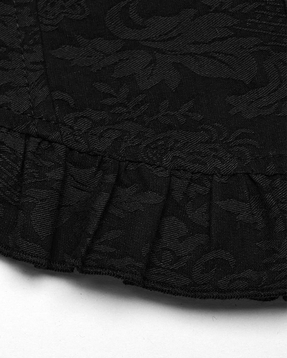 WY-1527CCF-BKF Womens Dark Regency Gothic Jacquard Blouse Top