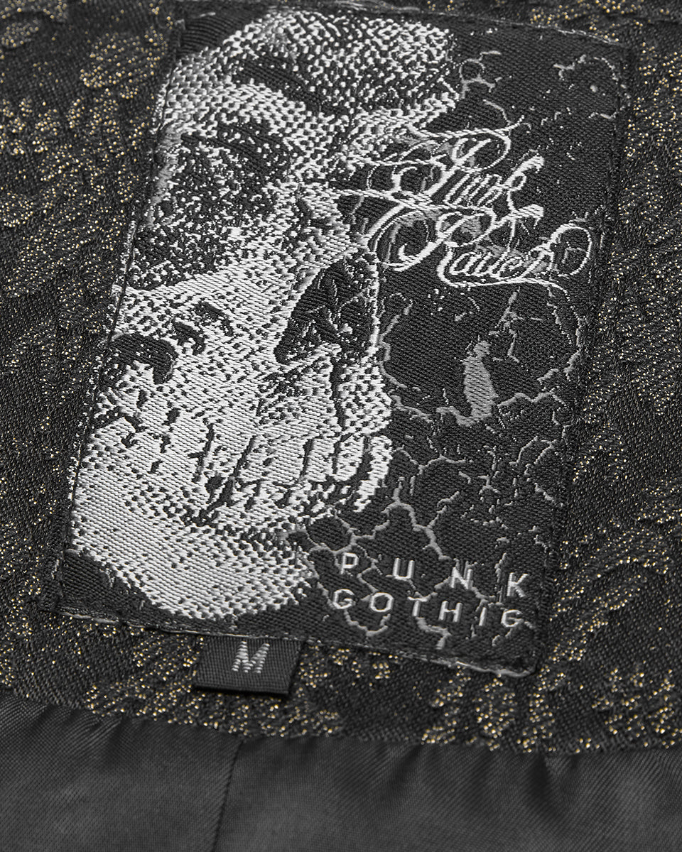 Y1187-BKGDM Mens Ottensian Steampunk Waistcoat Vest - Black & Gold