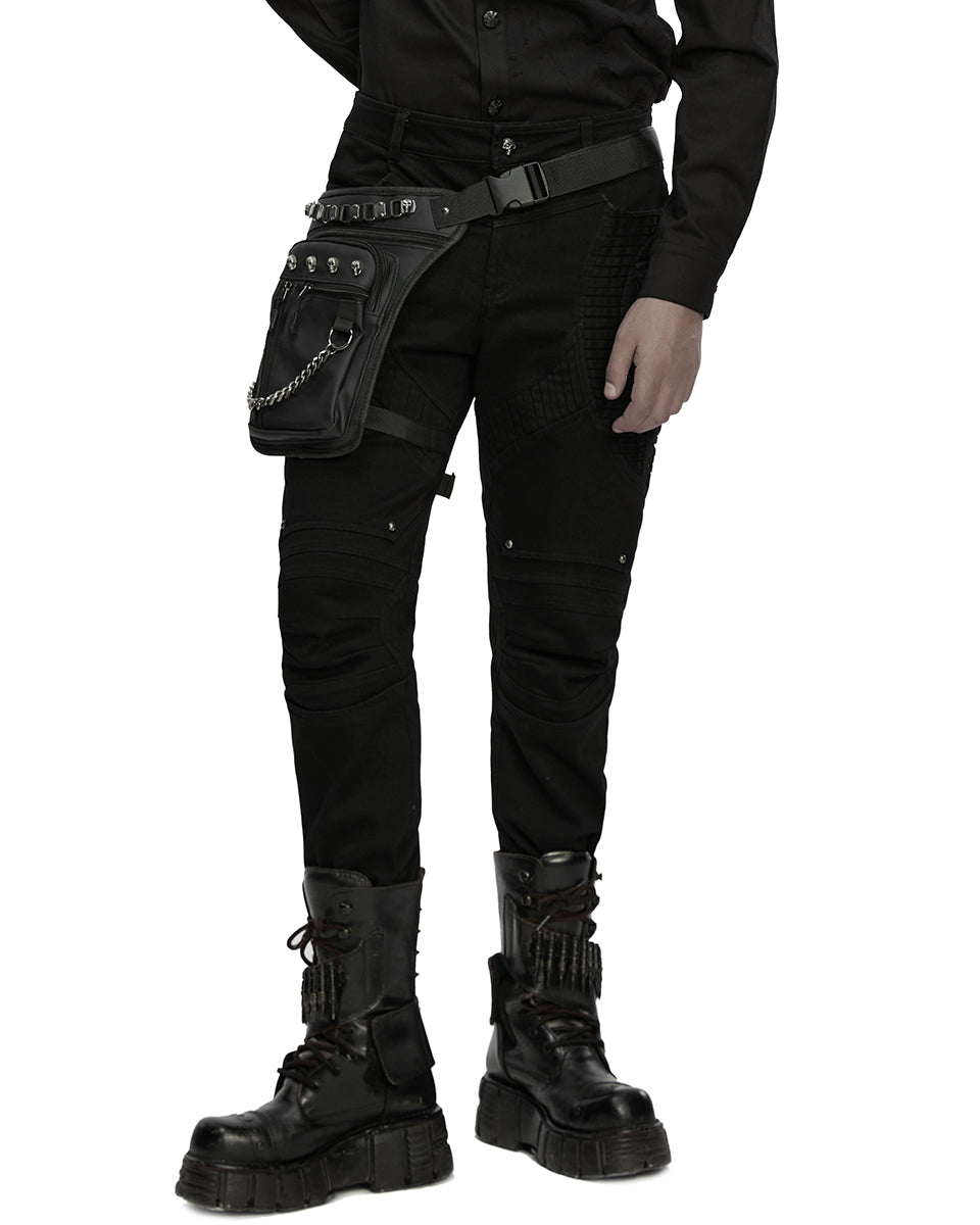 WS-868BB Unisex Cyberpunk Chained Skull Studded Hip Bag Waist Pack Belt