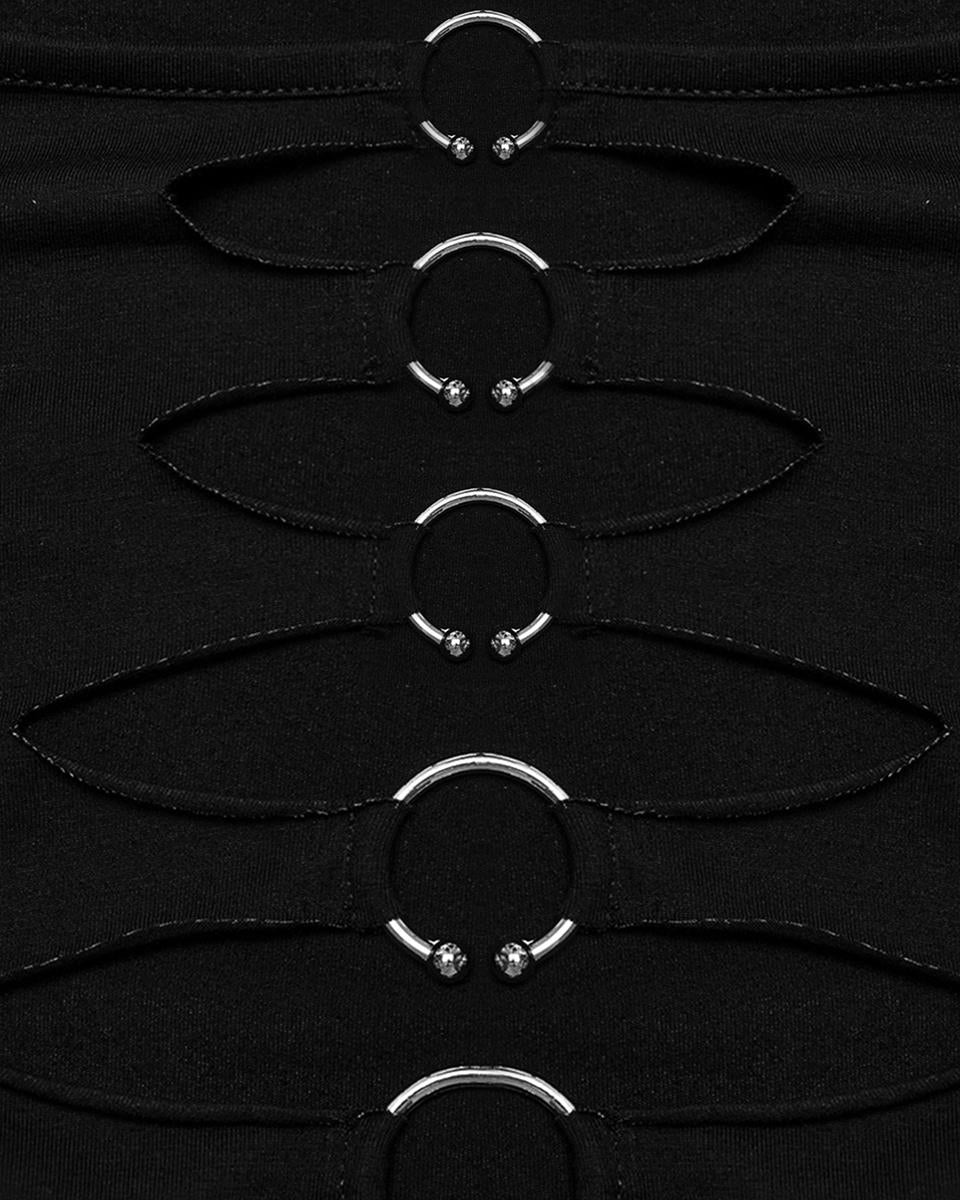 WT-875TCF-BKF Daily Life Cutout CyberPunk Piercing Top