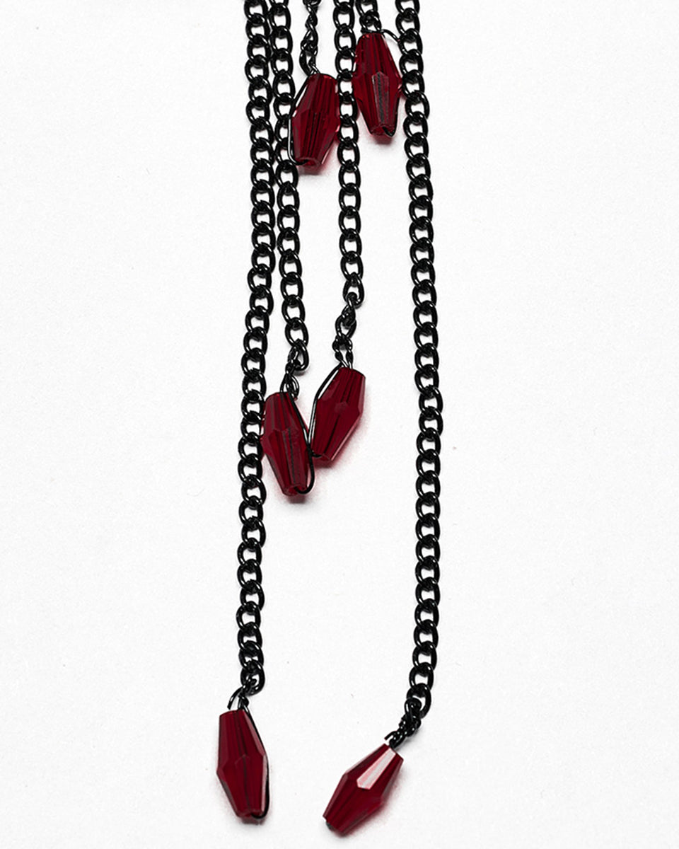DS-572LHF-BKRDF Womens Shadowflower Beaded Gothic Choker Necklace - Black & Red