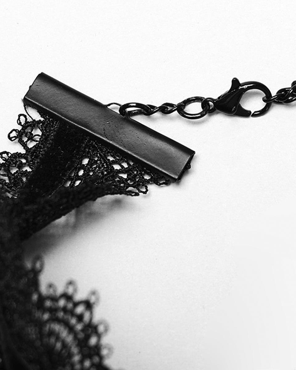 WS-568LHF-BKF Womens Beaded Crucifix Gothic Choker Collar Necklace