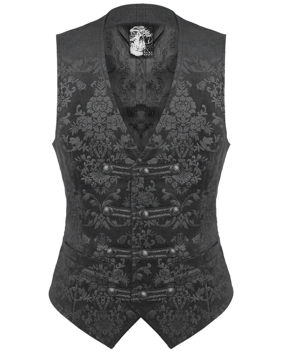 Y-452 Alcazar Mens Waistcoat Vest - Black Damask