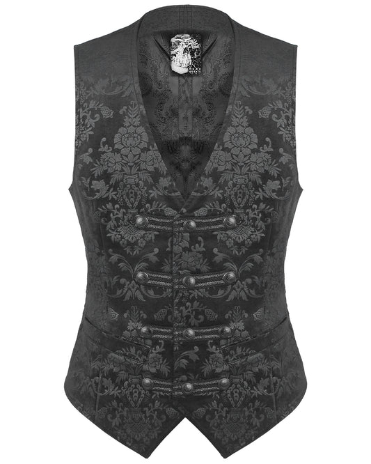 Y-452 Alcazar Mens Waistcoat Vest - Black Damask