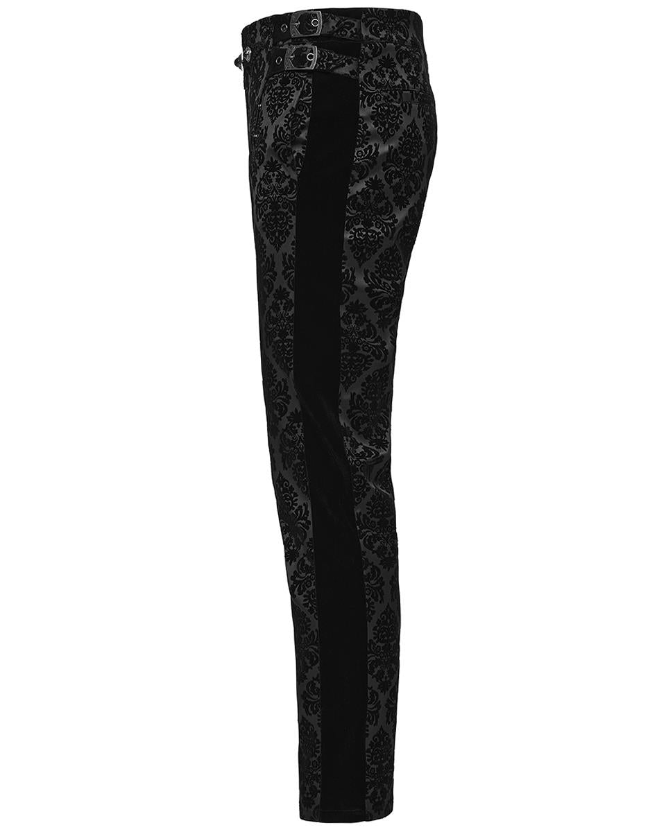WK-673XCM Mens Gothic Victorian Velvet Damask Dress Pants