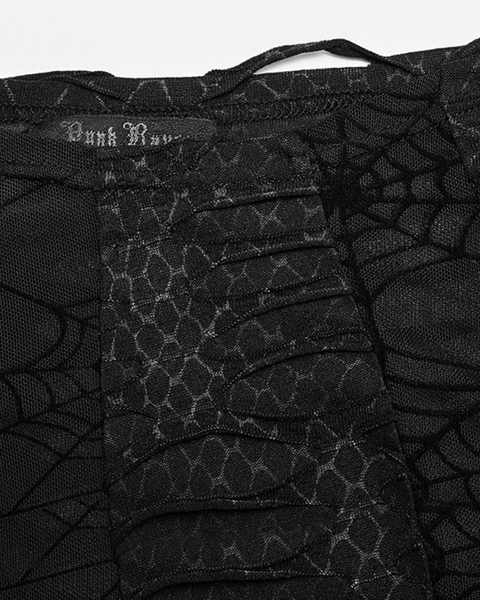 T777-BKM Mens Apocalyptic Gothic Shredded Mesh Tank Top Vest
