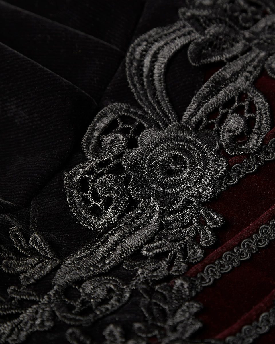 Y-769 Womens Gothic Jacket - Black & Red Velvet