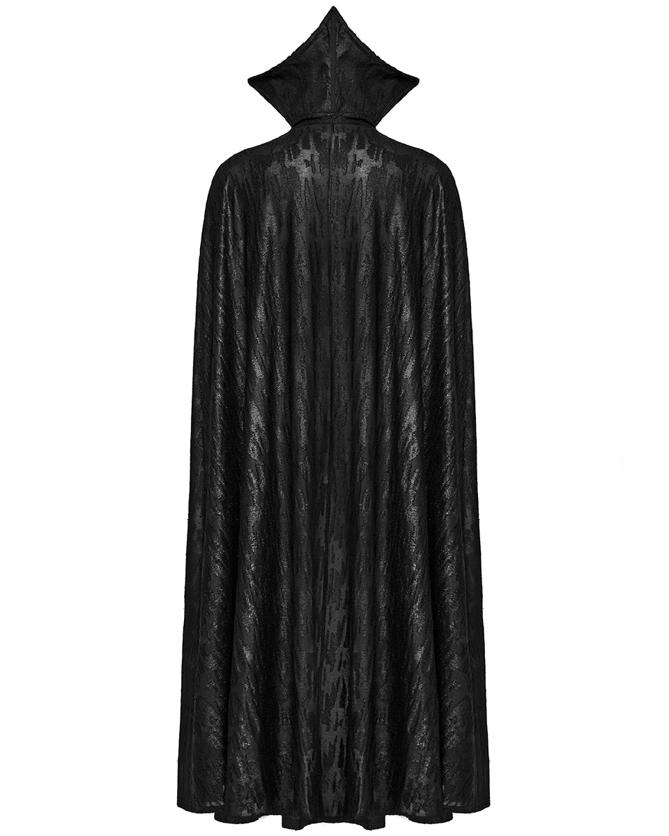 WY-1600DPM-BKM Mens Long Gothic Double-Breasted Cloak With Detachable Lace Ruffle