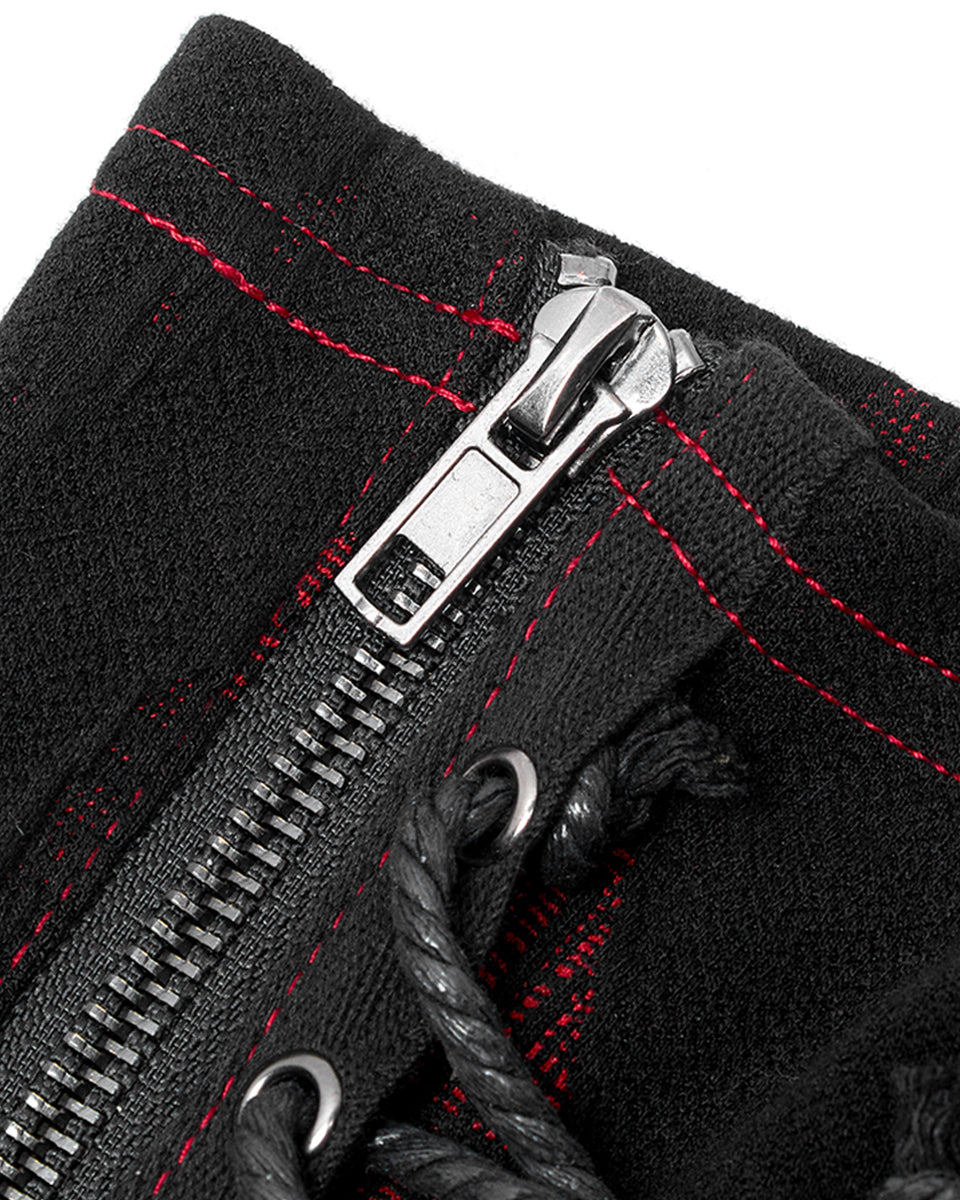 S-479 Womens Dark Punk Studded Armwarmers - Black & Red