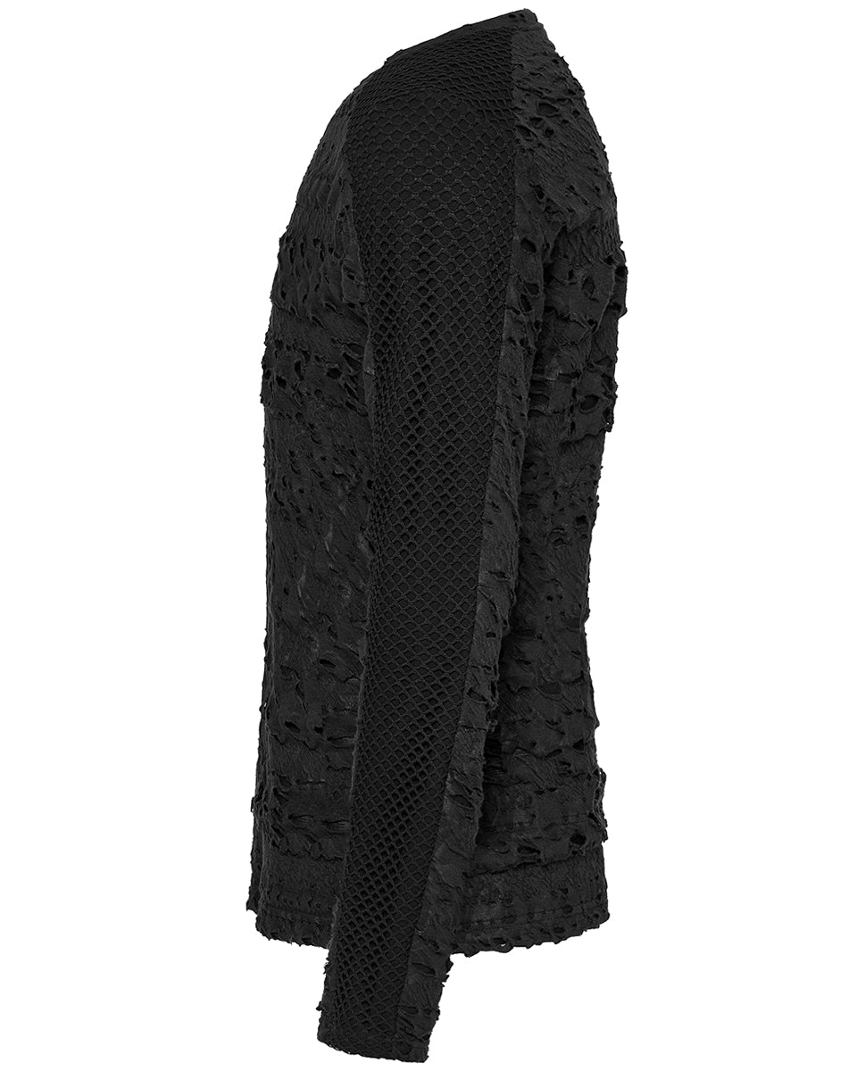 PR-WT-831TCM-BKM Mens Apocalyptic Gothic Textured Knit Top