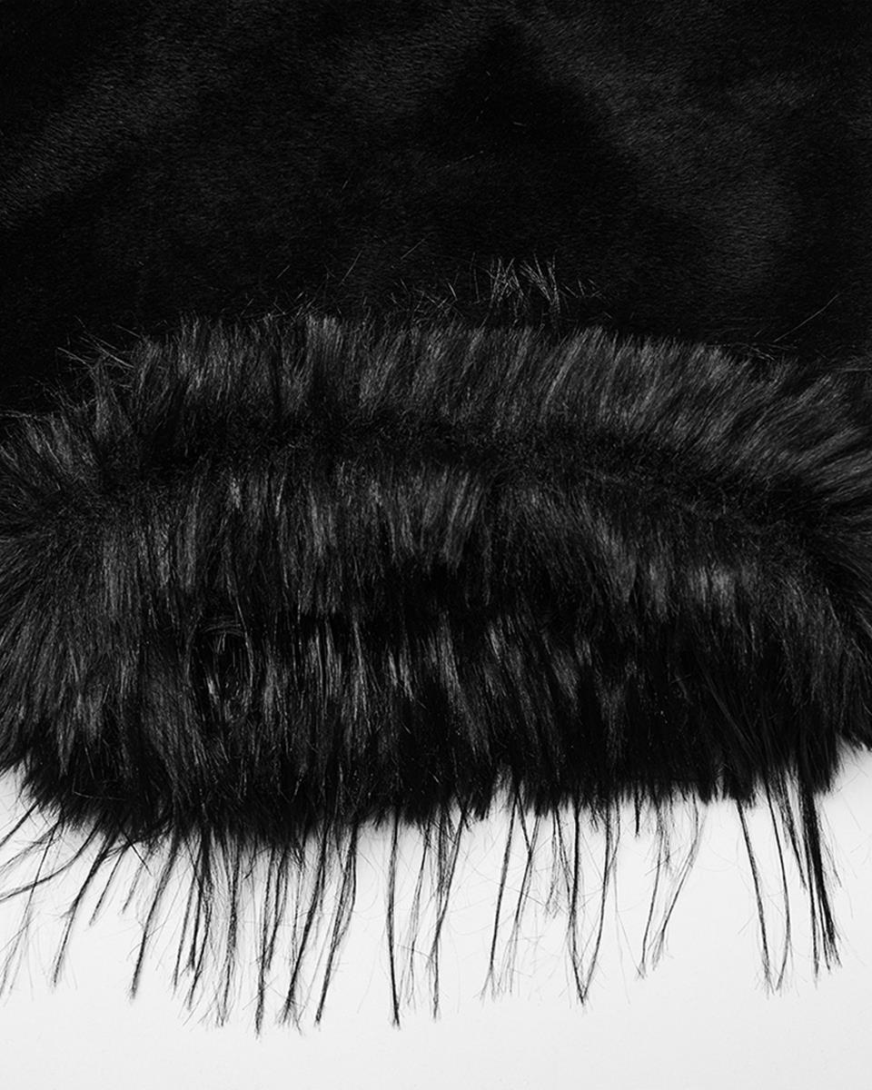 WY-1519DPF-BKF Womens Dark Bohemian Gothic & Faux Fur Hooded Cloak Cape