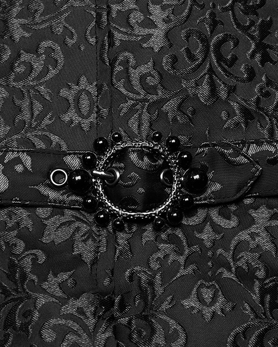 WY-1549MJM-BKM Mens Gothic Aristocrat Damask Jacquard Waistcoat Vest - Black