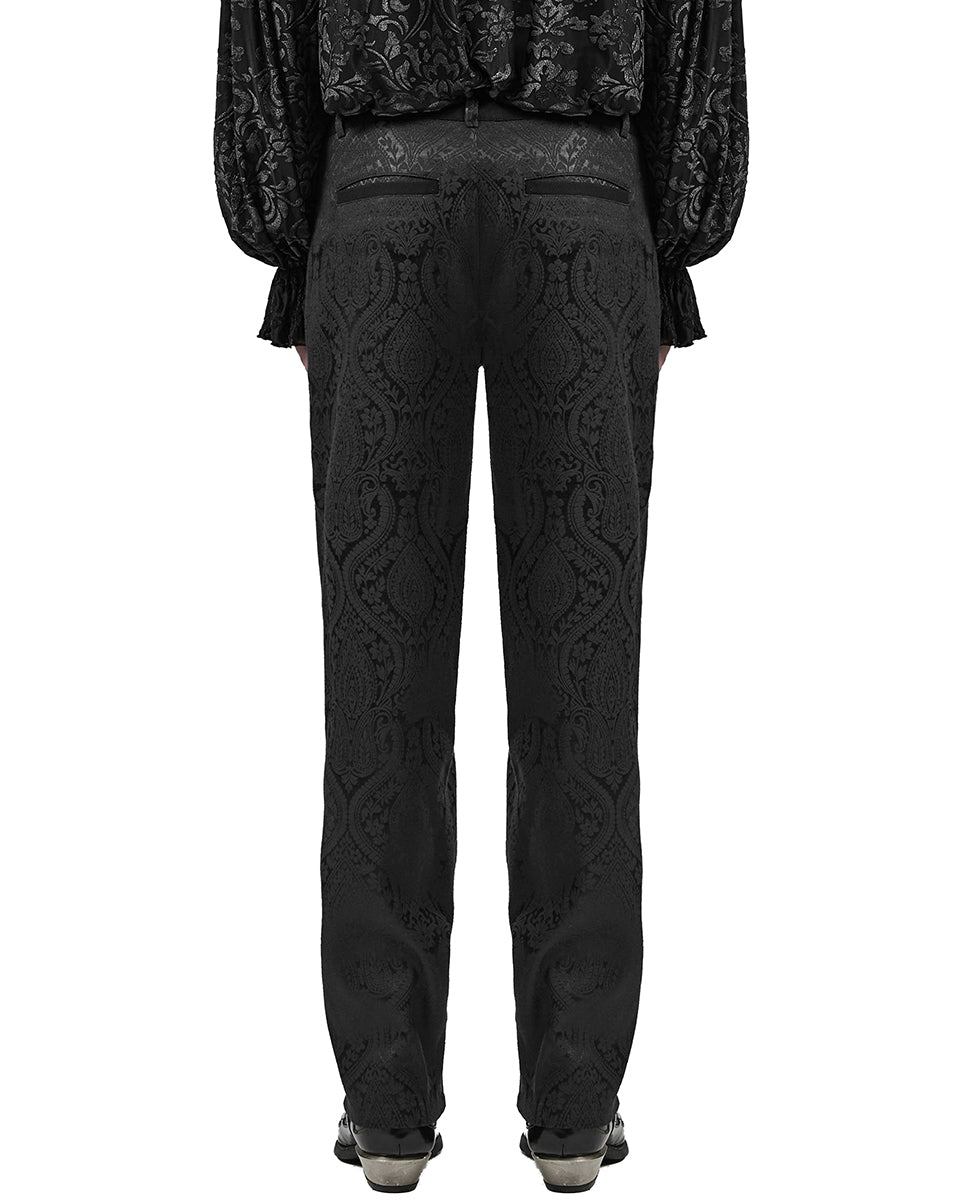 WK-589XCM-BKM Mens Gothic Damask Jacquard Dress Pants