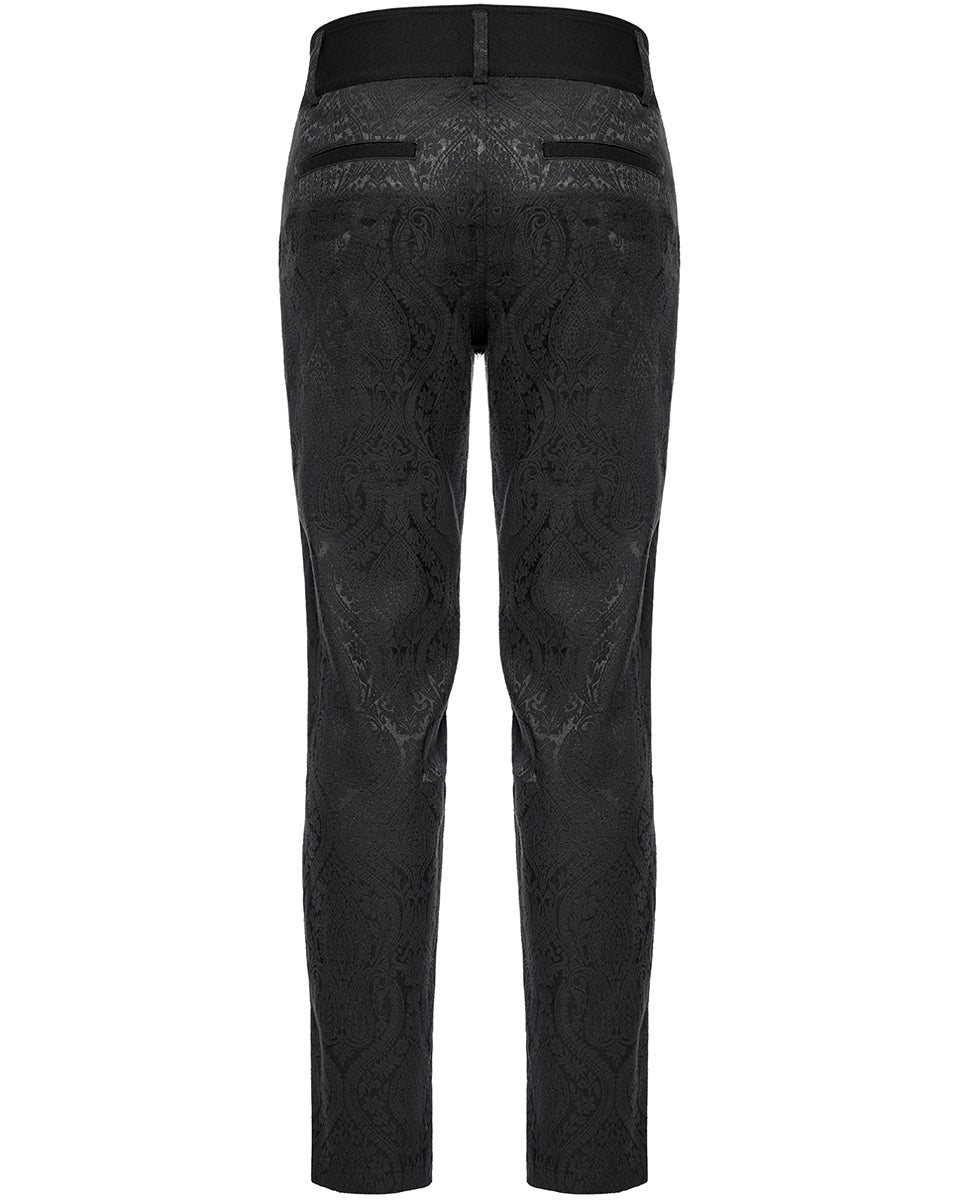 WK-589XCM-BKM Mens Gothic Damask Jacquard Dress Pants