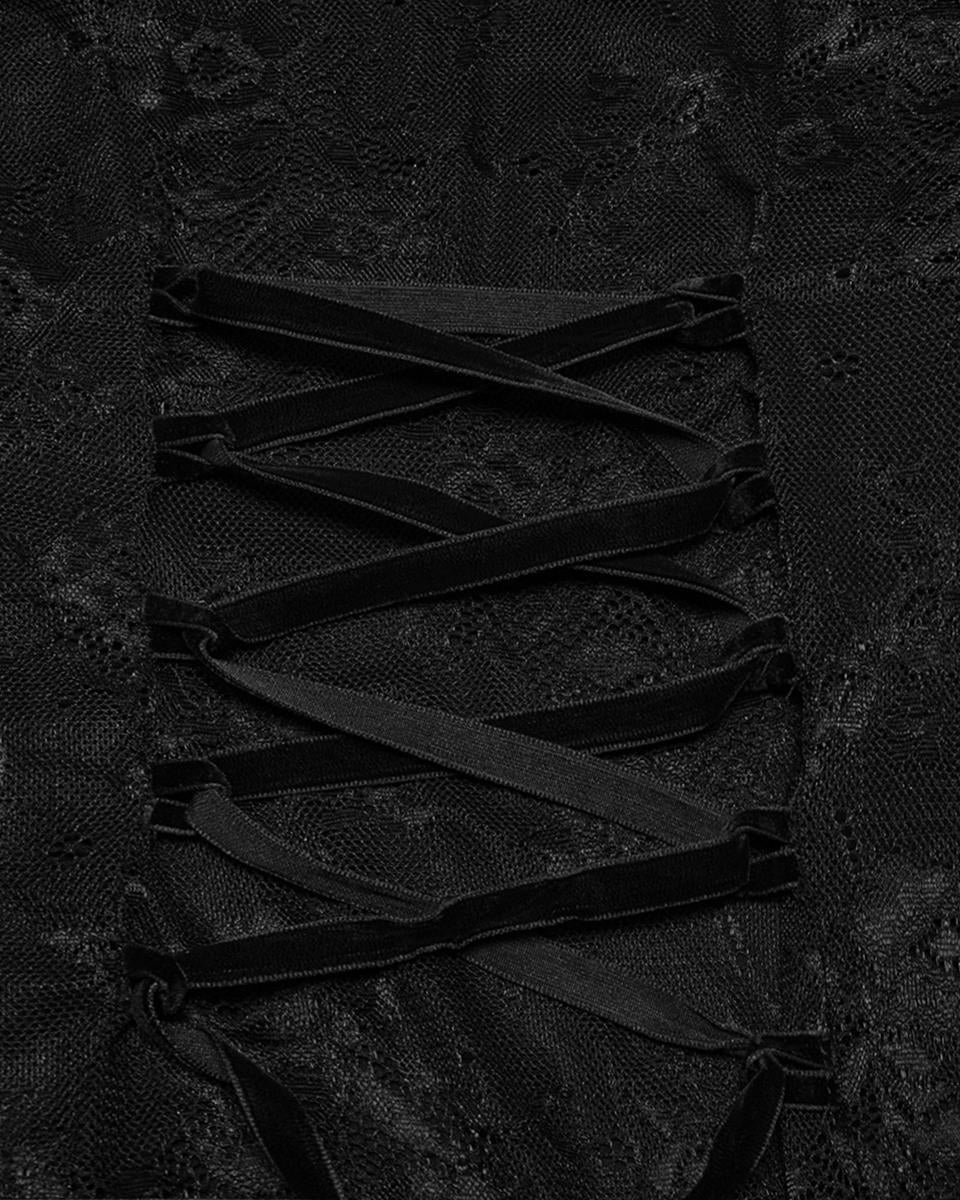 OQ-808LQF Daily Life Long Gothic Rose Lace & Mesh Mermaid Maxi Dress