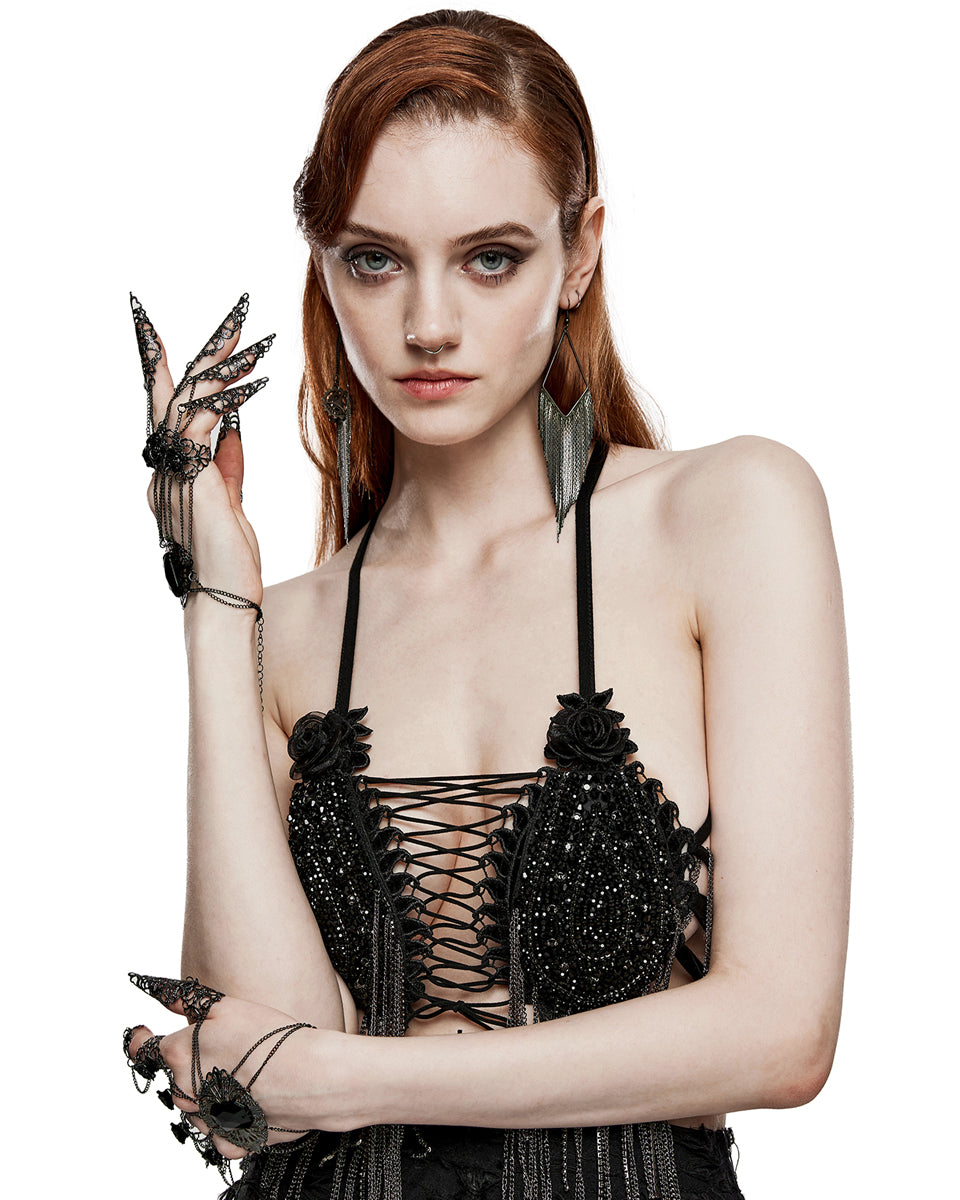 WS-575SSF-BKF Womens Thorns Of A Rose Gothic Claws Bracelet