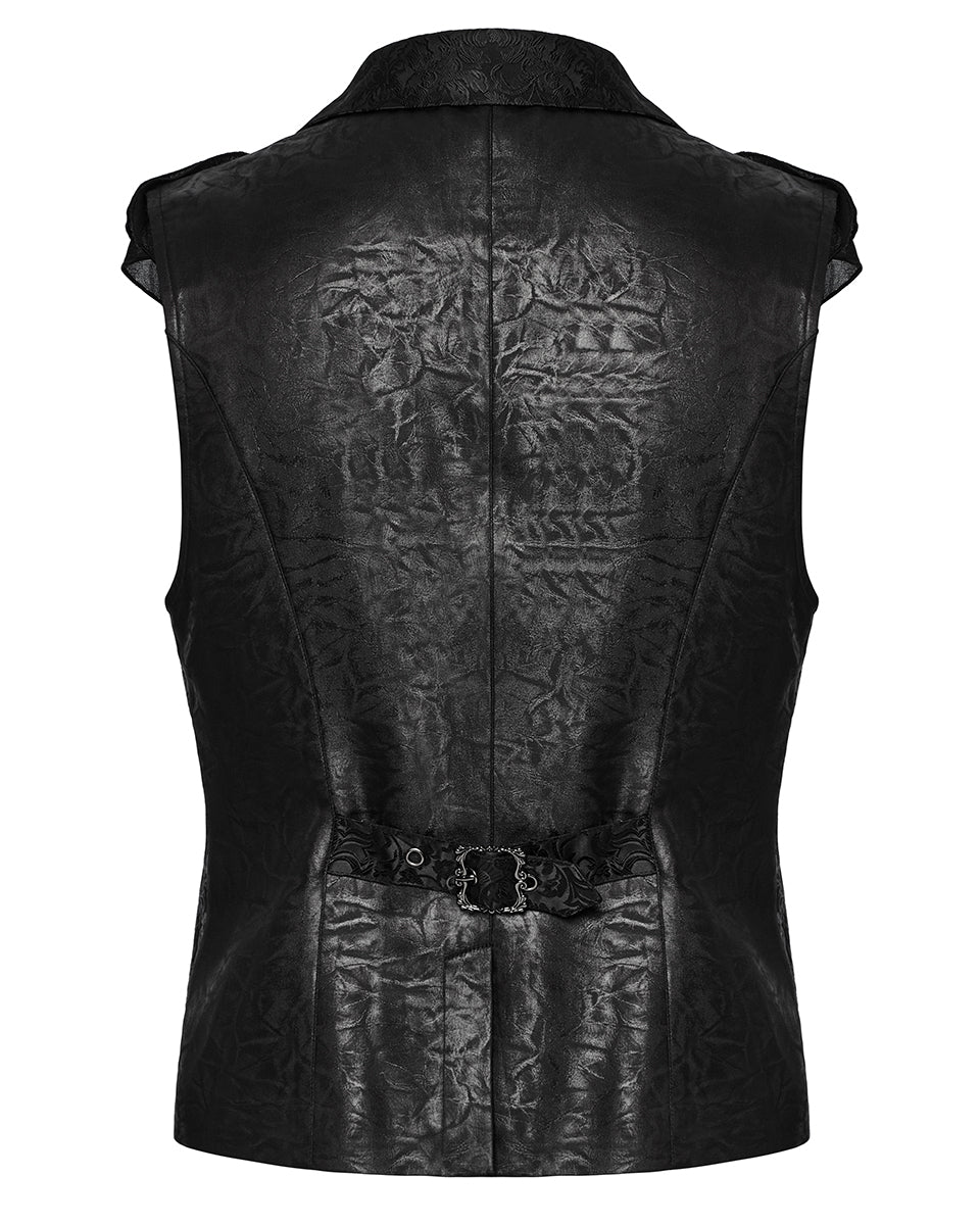 WY-1686MJM Mens Dark Gothic Aristocrat Embellished Lace Trim Waistcoat Vest