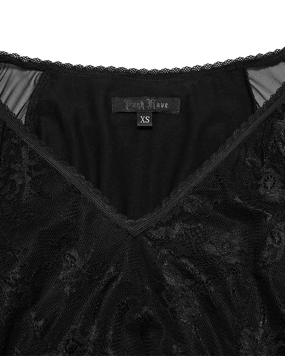 OQ-808LQF Daily Life Long Gothic Rose Lace & Mesh Mermaid Maxi Dress