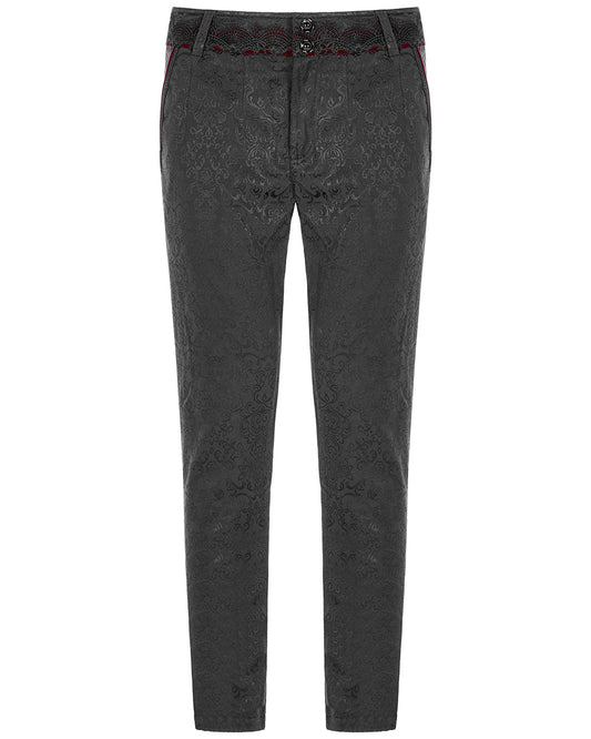 WK-403 Mens Gothic Formal Dress Pants - Black & Red