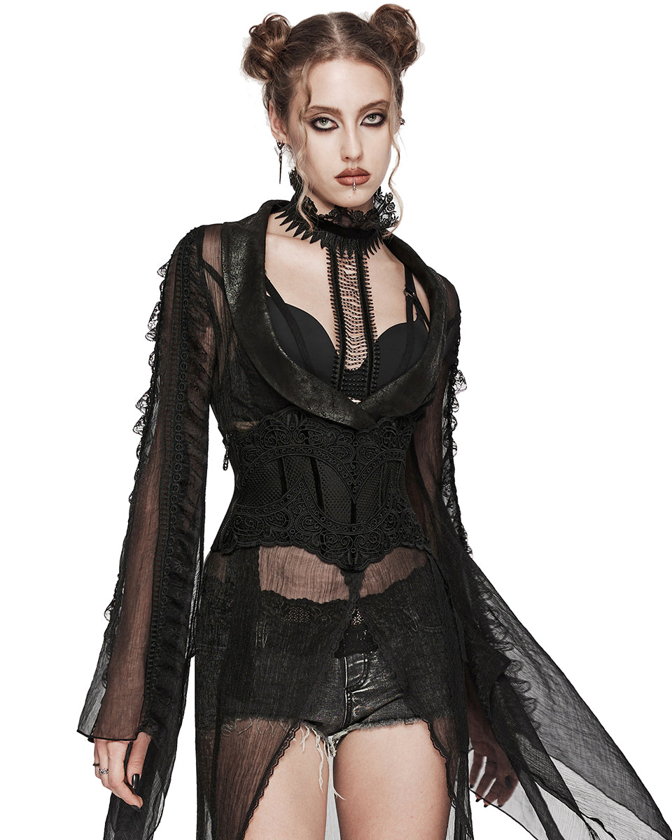 WS-615YDF-BKF Elegant Gothic Lace Applique Cincher Corset