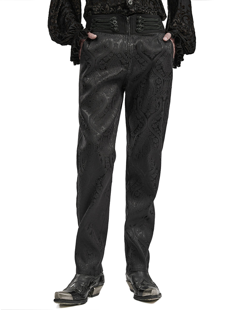 WK-589XCM-BKM Mens Gothic Damask Jacquard Dress Pants