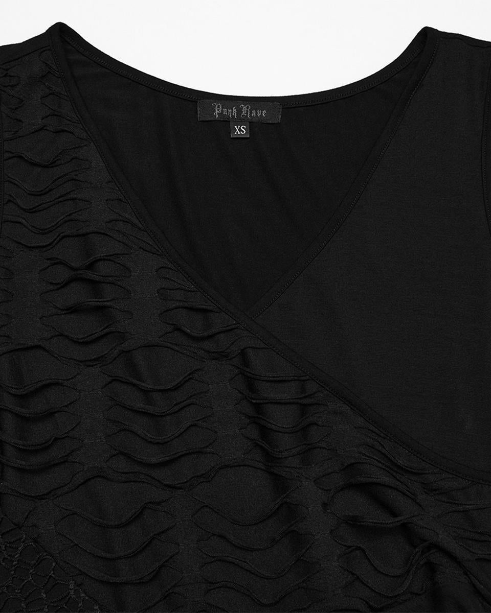 OQ-809LQF Daily Life Apocalyptic Gothic Spliced Broken Knit Mesh Patchwork Dress