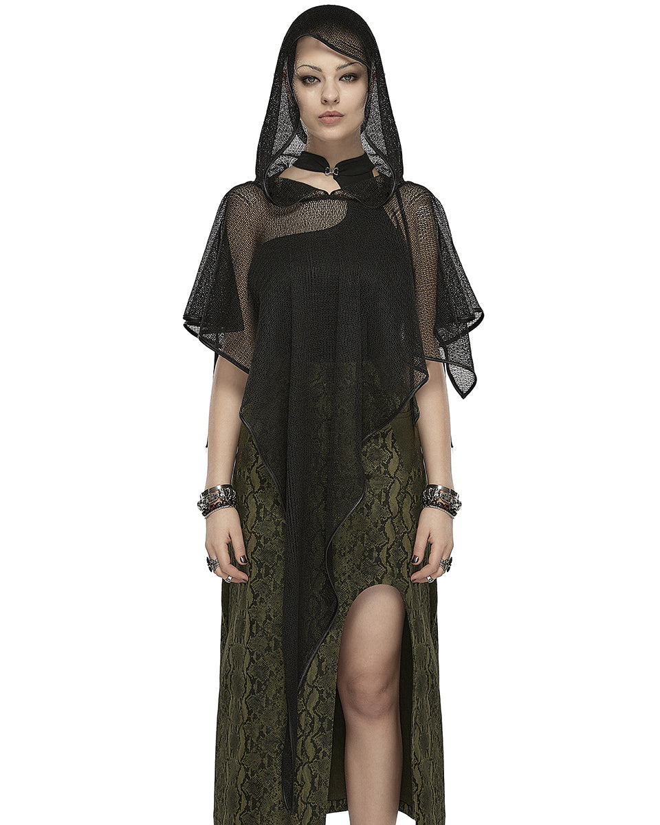 OPS-295 Daily Life Womens Urban Occult Asymmetric Hooded Mesh Scarf