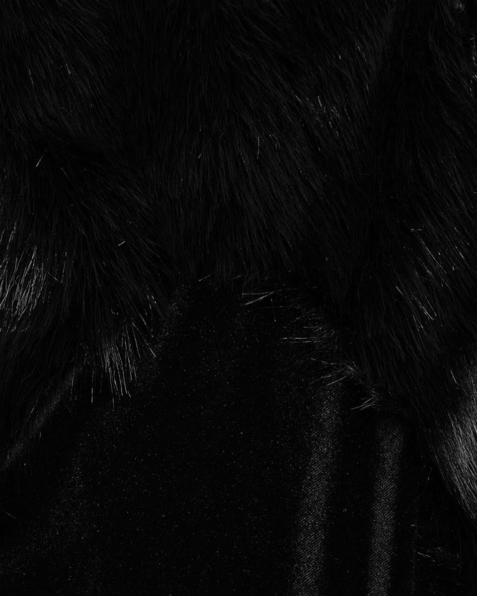 WY-1559DPM-BKM Mens Long Gothic Velvet & Faux Fur Travelling Cloak