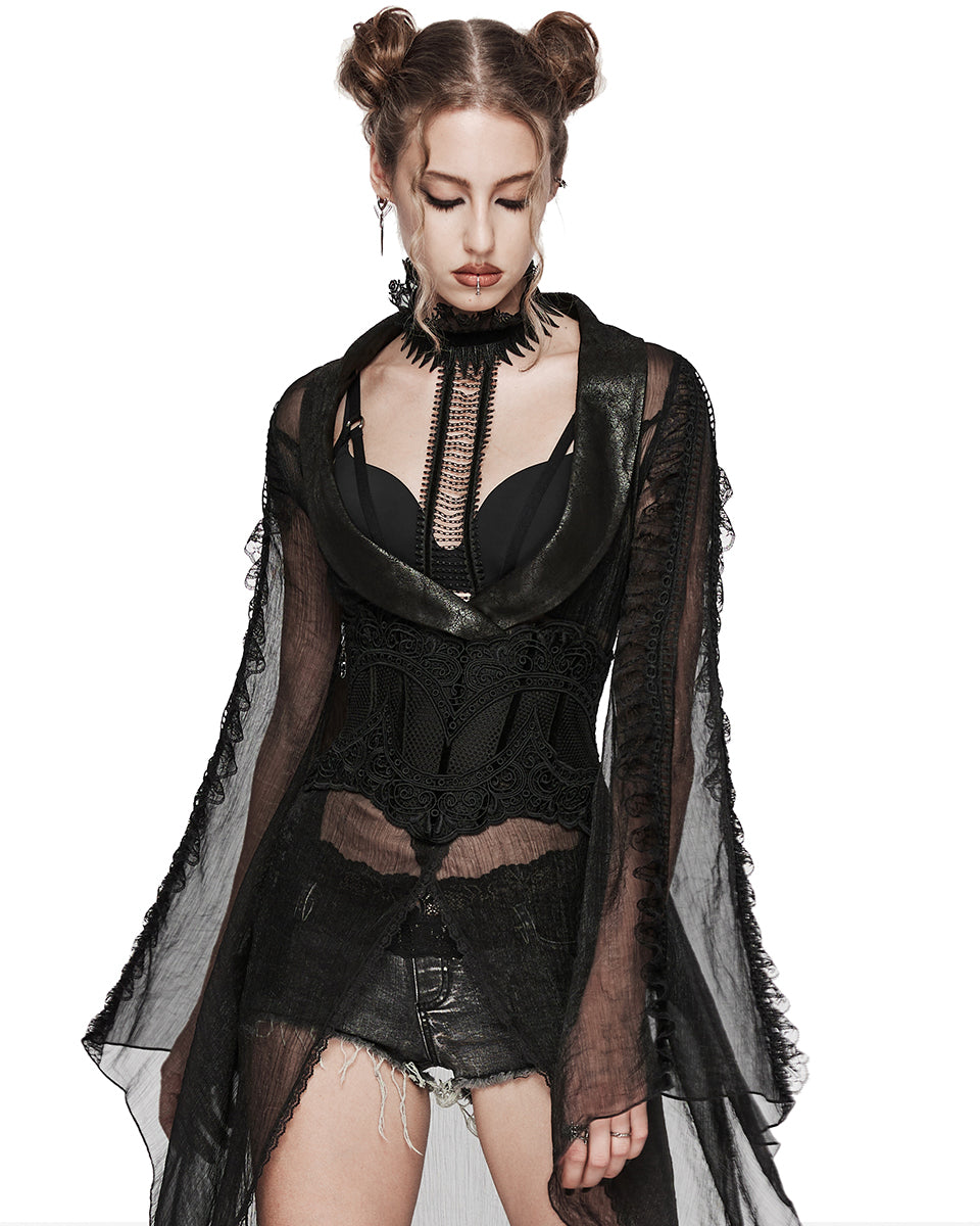 WS-615YDF-BKF Elegant Gothic Lace Applique Cincher Corset