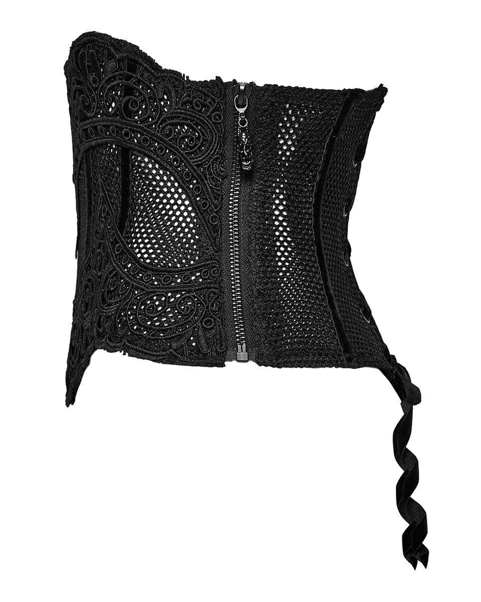 WS-615YDF-BKF Elegant Gothic Lace Applique Cincher Corset
