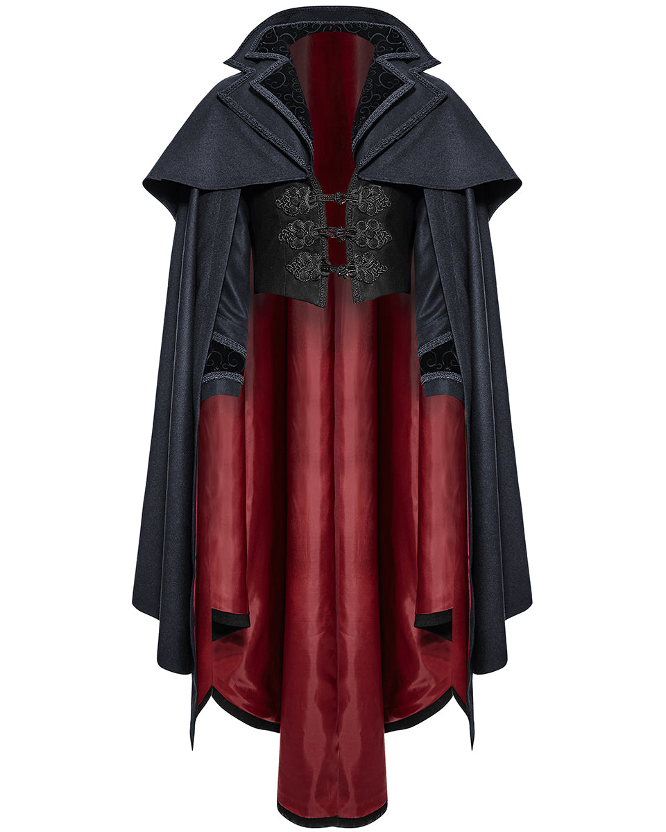 Y-709 Mens Regency Gothic Vampire Cloak Blue Black