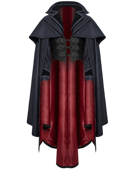 Y-709 Mens Regency Gothic Vampire Cloak - Blue & Black