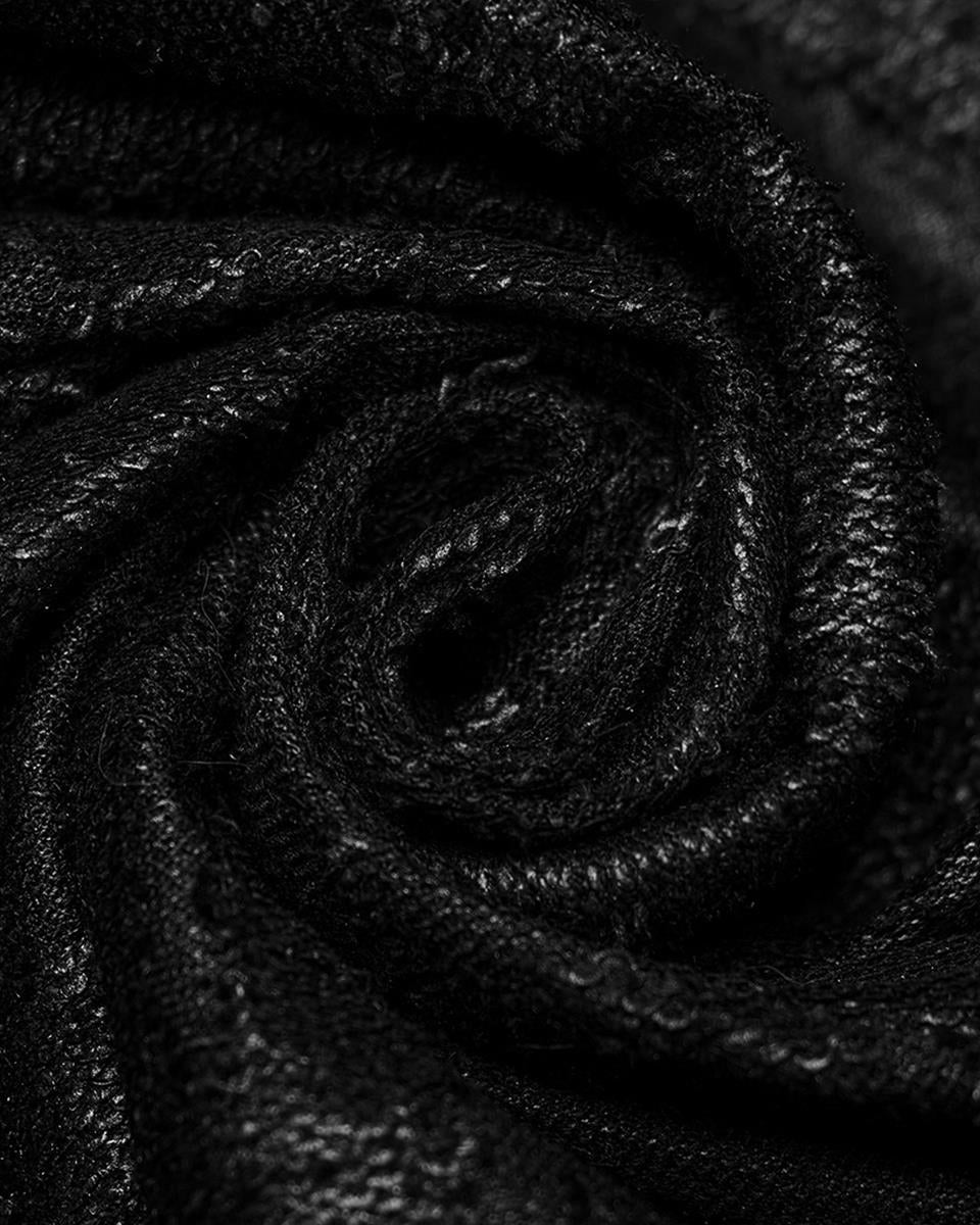 WY-1600DPM-BKM Mens Long Gothic Double-Breasted Cloak With Detachable Lace Ruffle