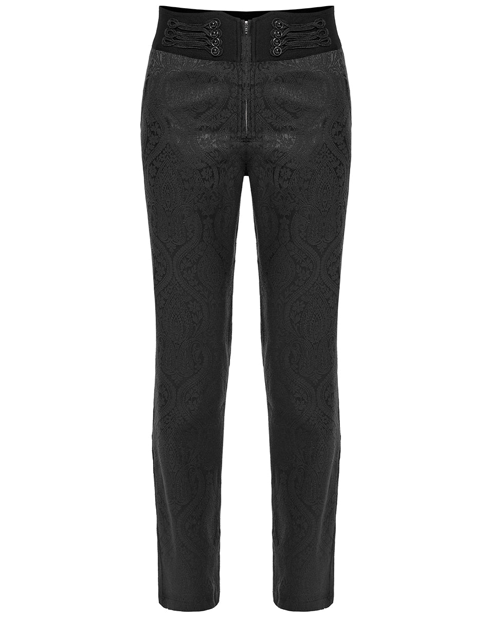 WK-589XCM-BKM Mens Gothic Damask Jacquard Dress Pants