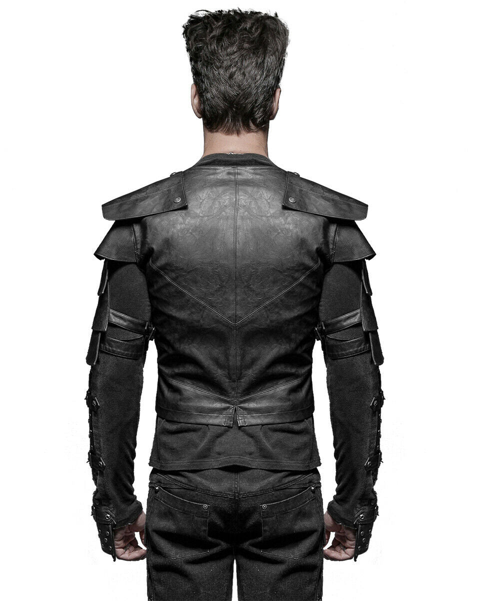 Y-632 Nightwatch Faux Leather Waistcoat Vest - Black