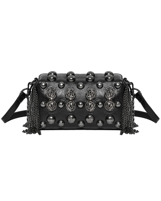 OS-756BBF Daily Life Womens Gothic Chain Fringe Rose Studded Mini Handbag